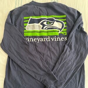 Vineyard Vines Dark Blue Long Sleeve Tee SEAHAWKS